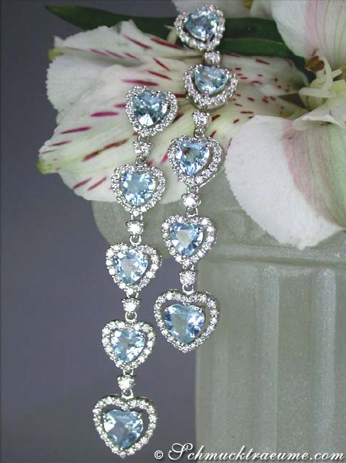 Erlesene Aquamarin Herz Ohrgehänge mit Brillanten - Image 4