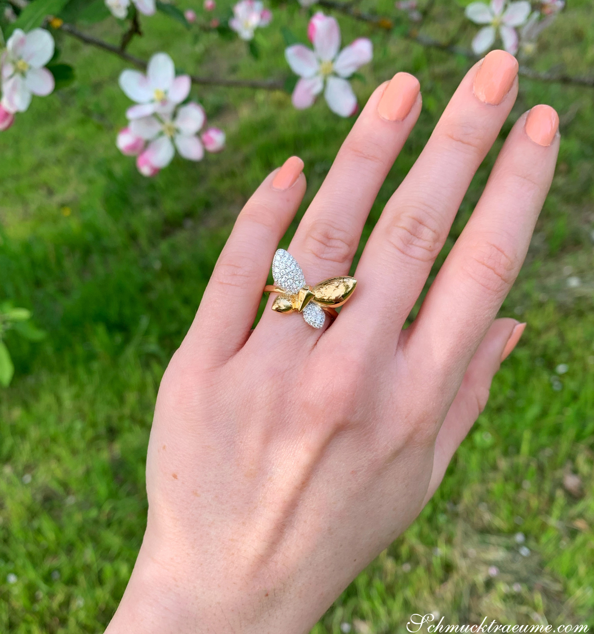 Brillanten Schmetterling Ring „Golden Butterfly“ - Image 7