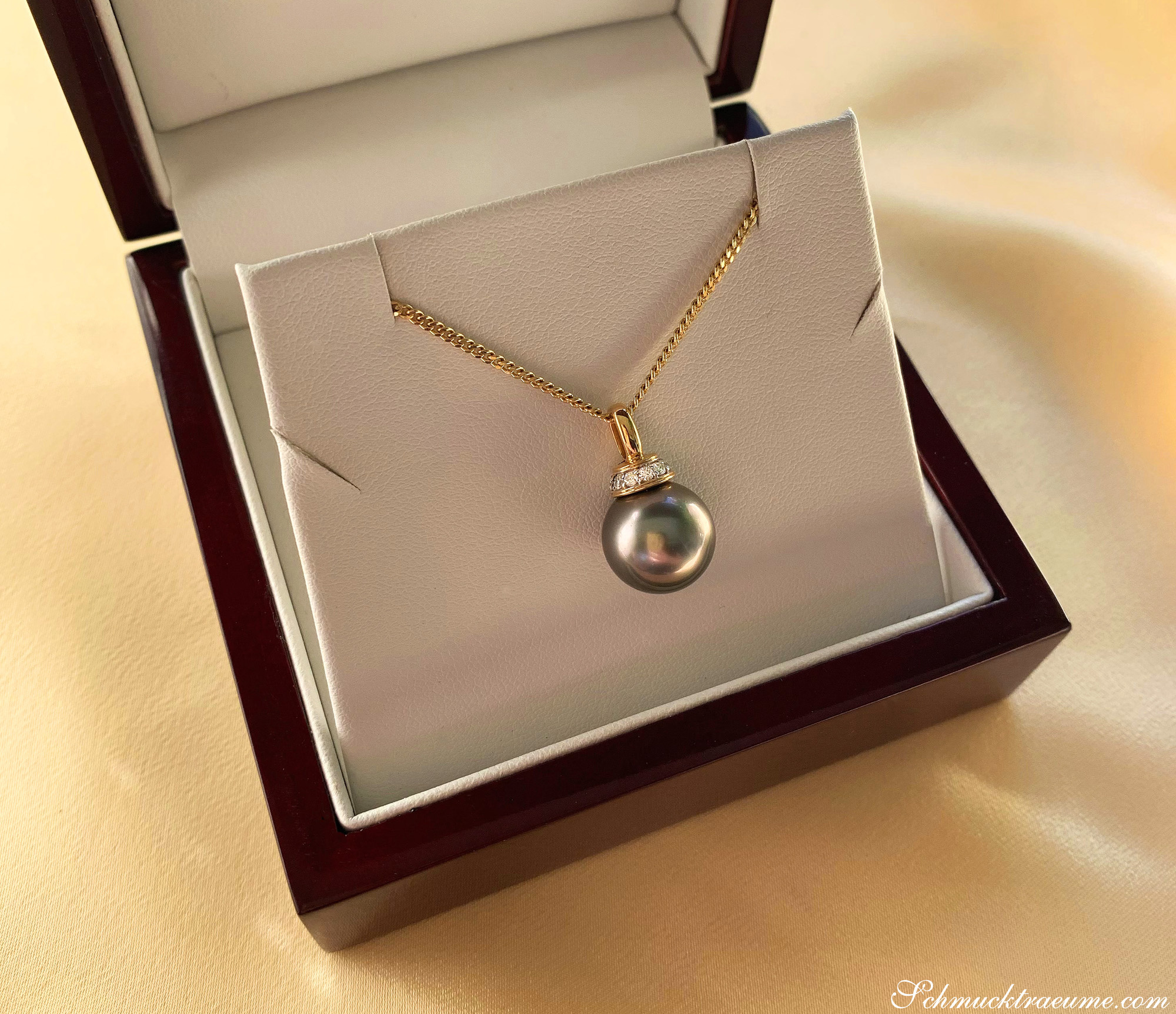 Wundervoller Tahitiperle Anhänger mit Brillanten (mit Kette) - Image 4