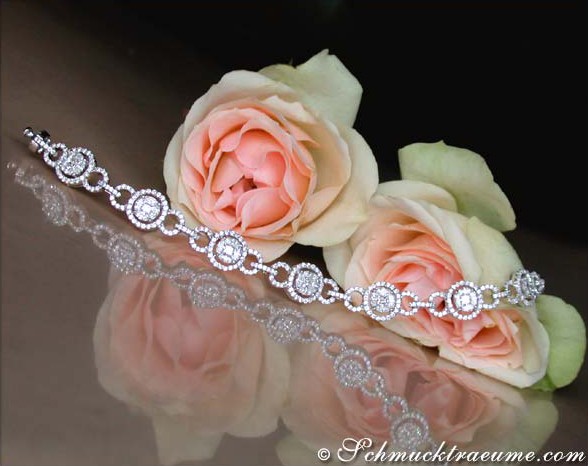 Illusion-Design Diamanten Armband in Weißgold 750 mit 4.120 Karat TW SI/VS