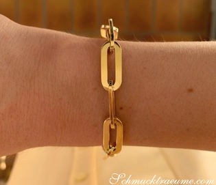 Gold Pur: Stattliches Gelbgold 585 Paperclip Armband