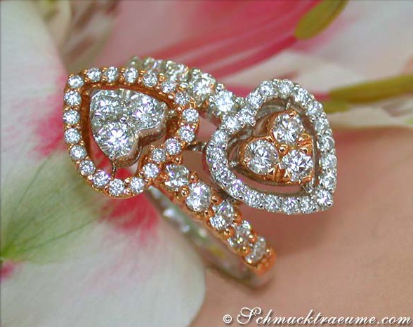 Exquisiter Diamanten Doppel Herz Ring - Image 2