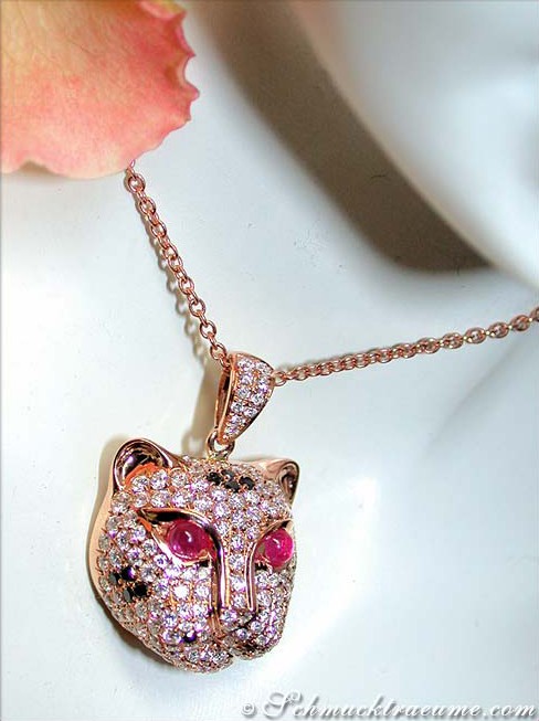 Feinster Brillanten Panther Anhänger mit Kette - Image 4