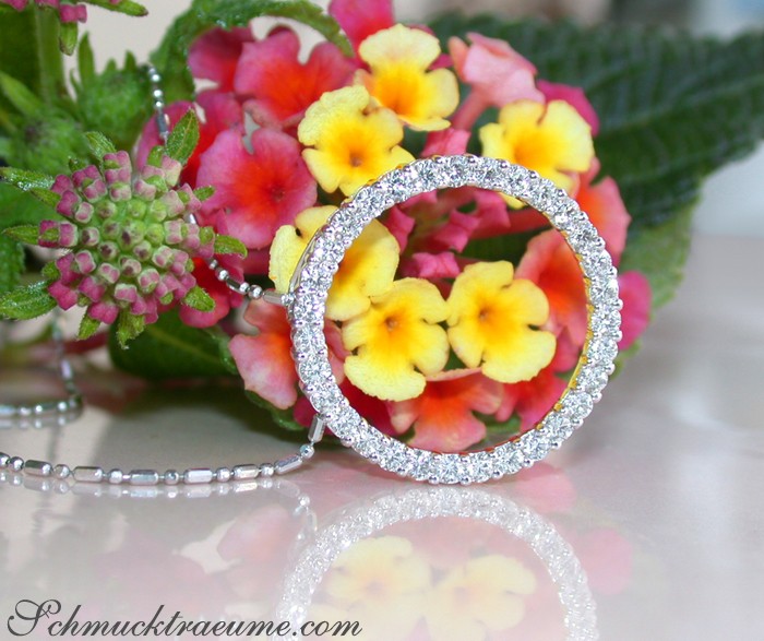 Eleganter Diamant Kreis Anhänger in Weißgold 750 - Image 2