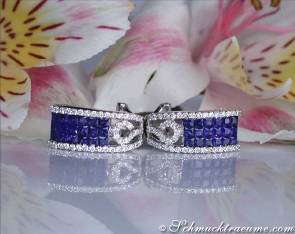 Feinste Saphir Ohrstecker mit Brillanten - Image 5