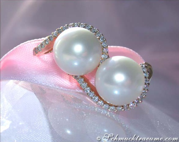 Bildschöne Südseeperlen Ohrstecker mit Brillanten - Image 3