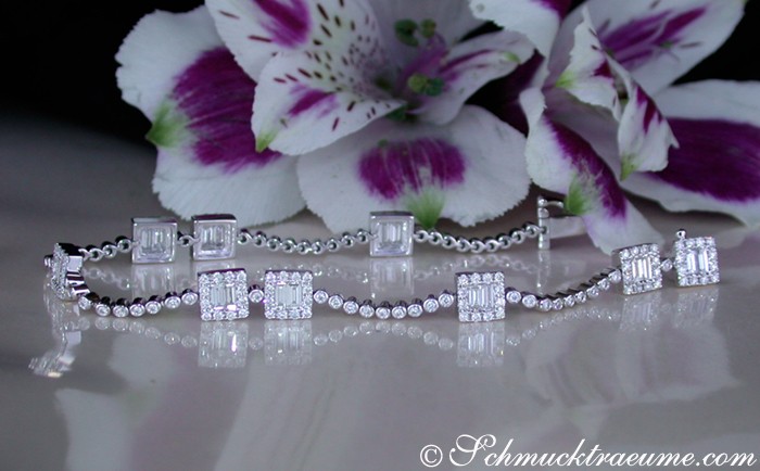 Edles Brillanten-Armband mit Baguette-Diamanten in Weißgold 750