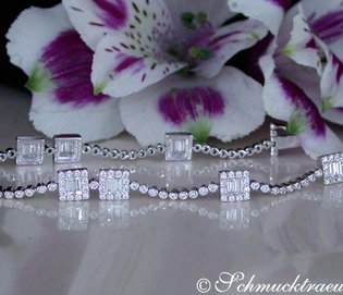 Edles Brillanten-Armband mit Baguette-Diamanten in Weißgold 750