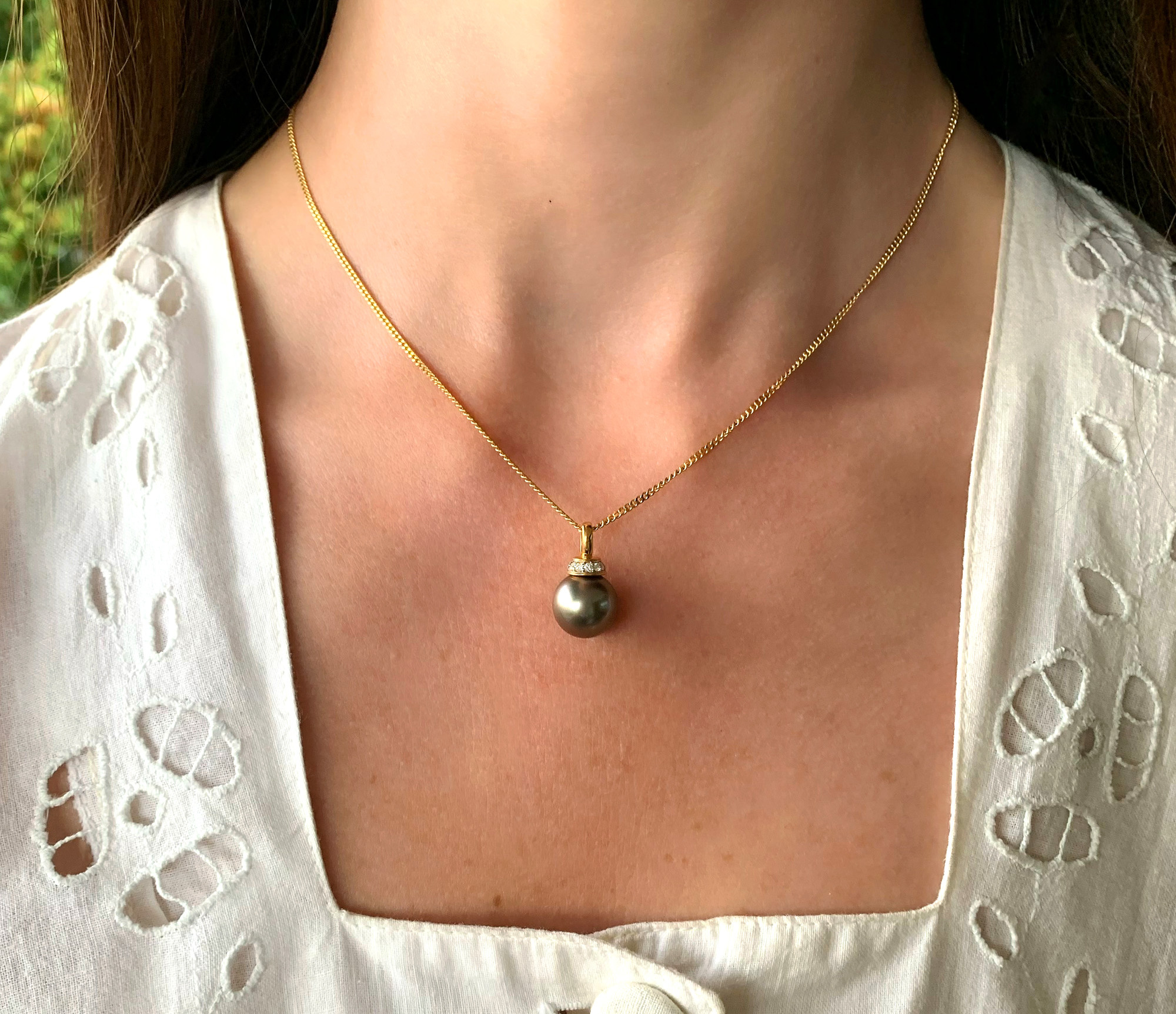 Wundervoller Tahitiperle Anhänger mit Brillanten (mit Kette) - Image 5