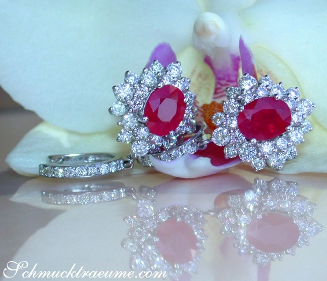 Exquisite Burma Rubin Ohrstecker mit Brillanten - Image 1 Exquisite Burma Rubin Ohrstecker mit Brillanten - Image 1