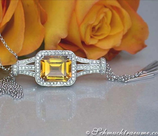Ausgefallenes Citrin Collier mit Brillanten - Image 1 Ausgefallenes Citrin Collier mit Brillanten - Image 1