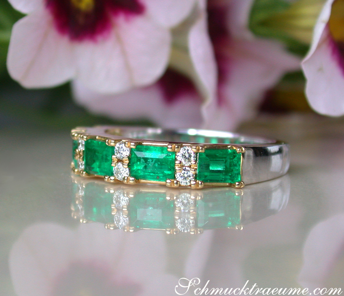 Stattlicher Smaragd Ring mit Brillanten in Bicolor Fertigung - Image 6