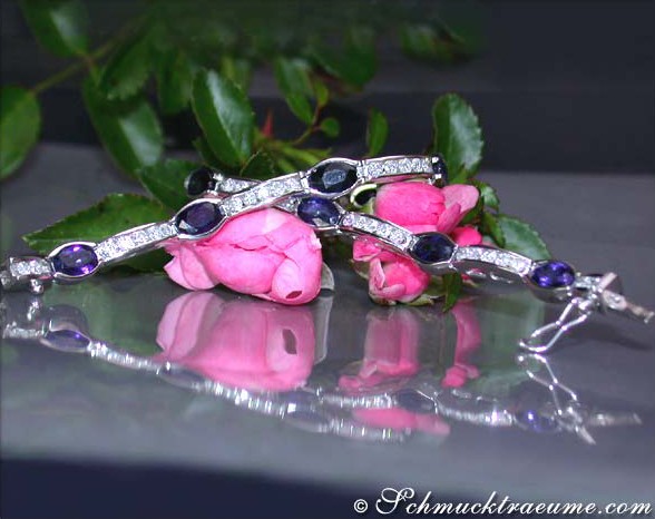 Weißgold 750 Armband mit funkelnden Saphiren und Brillanten