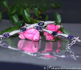 Weißgold 750 Armband mit funkelnden Saphiren und Brillanten