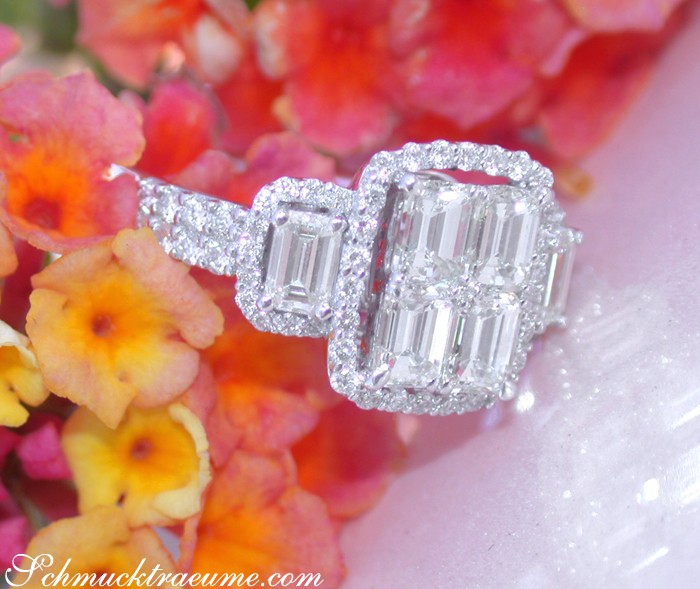 Ausgesuchter Brillant Ring mit Diamanten im Smaragdschliff - Image 6