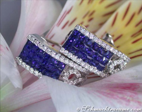 Feinste Saphir Ohrstecker mit Brillanten - Image 4