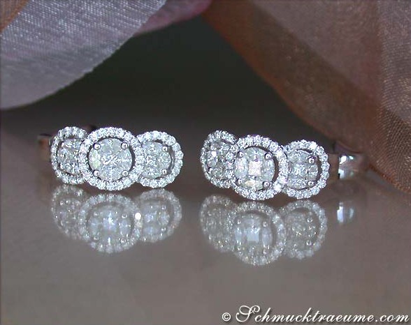 Edle Diamanten Ohrringe in raffinierter Fertigung mit Brillanten im Illusion Stil