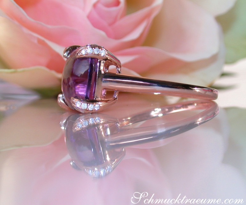 Raffinierter Amethyst-Ring mit Diamanten in Roségold 750