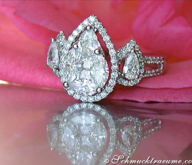 Einzigartiger Diamant Ring im Tropfen Design - Image 1 Einzigartiger Diamant Ring im Tropfen Design - Image 1