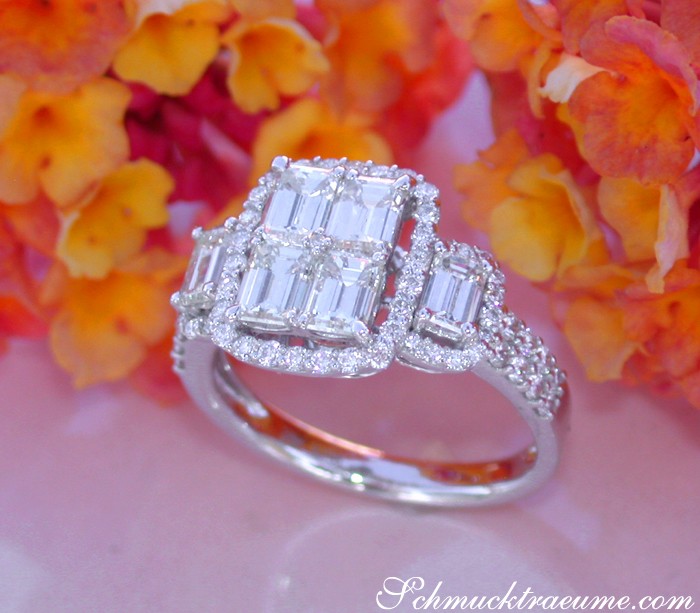 Ausgesuchter Brillant Ring mit Diamanten im Smaragdschliff - Image 3