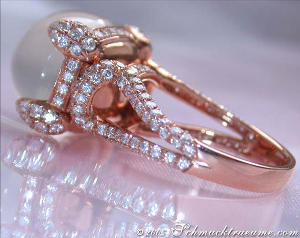 Prächtiger Mondstein Ring mit Brillanten - Image 7