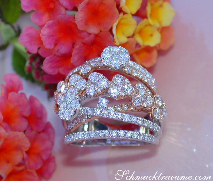 Mehrreihiger Brillanten Ring im Herz Design - Image 2