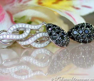 Schwarzdiamant-Ohrringe mit Brillanten in Weißgold 585