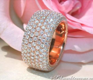Exquisiter Brillanten Memory Ring in Roségold, breit, verziert mit Diamanten