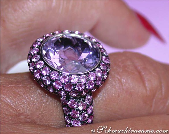 Prachtvoller Amethyst Ring mit pinken Saphiren - Image 4