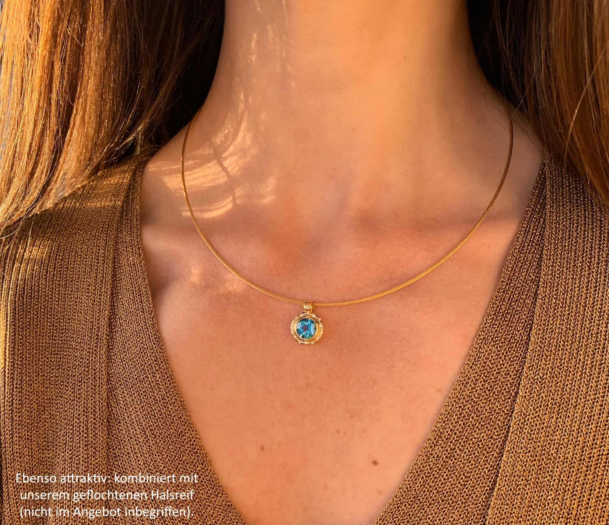 Halskette "Orbit" mit Blautopas und Brillanten - Image 12