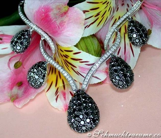 Schwarz-Weiß-Diamant-Collier in Weißgold 585