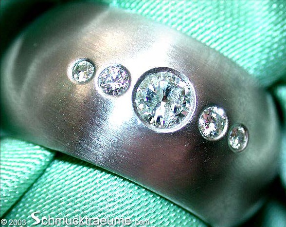 Detailansicht des Bandrings mit Diamanten im Sternenhimmel-Design, Weißgold & Gelbgold 750