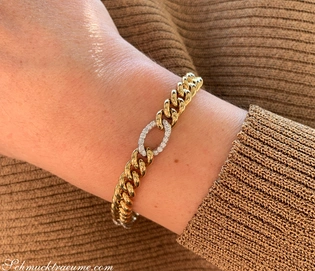 Goldgelbes Panzerarmband mit Brillanten, 750er Gelbgold, 0.80 Karat