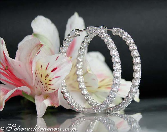 Weißgold-750 Creolen mit 5.52 ct. Brillanten