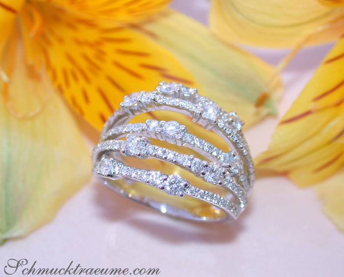 Weißgold 750 Diamant-Ring mit 1.460 Karat TW SI