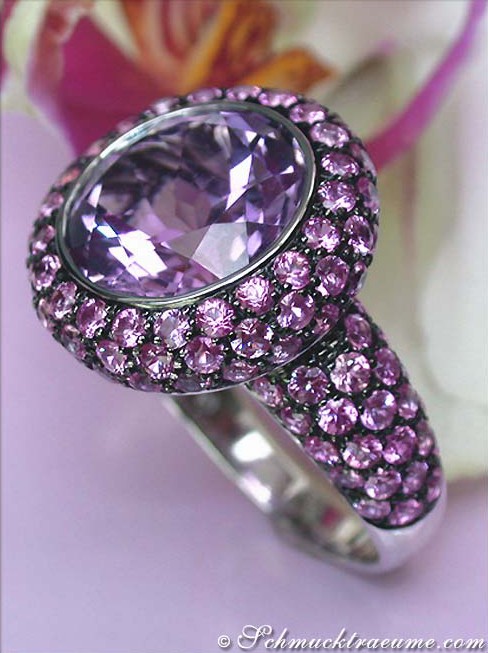 Prachtvoller Amethyst Ring mit pinken Saphiren - Image 2