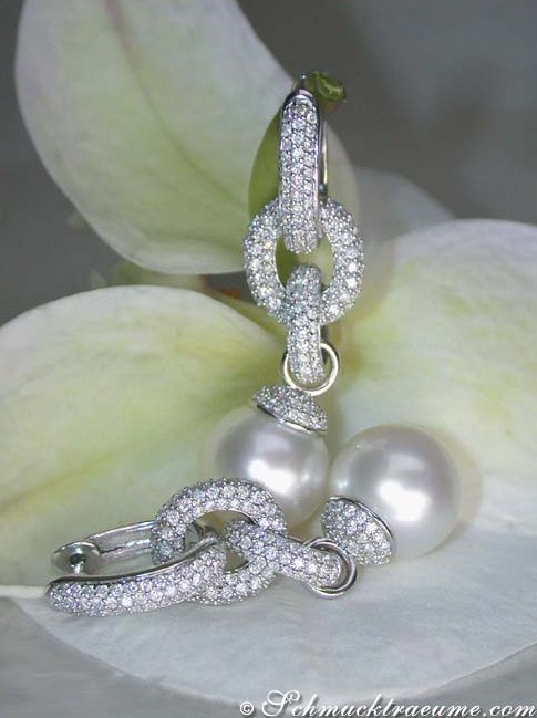 Wandelbare Südseeperlen Brillanten Ohrgehänge / Anhänger - Image 2