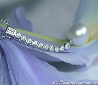 Weißgold 750 Anhänger mit 11-12 mm Südseeperlen & Brillanten