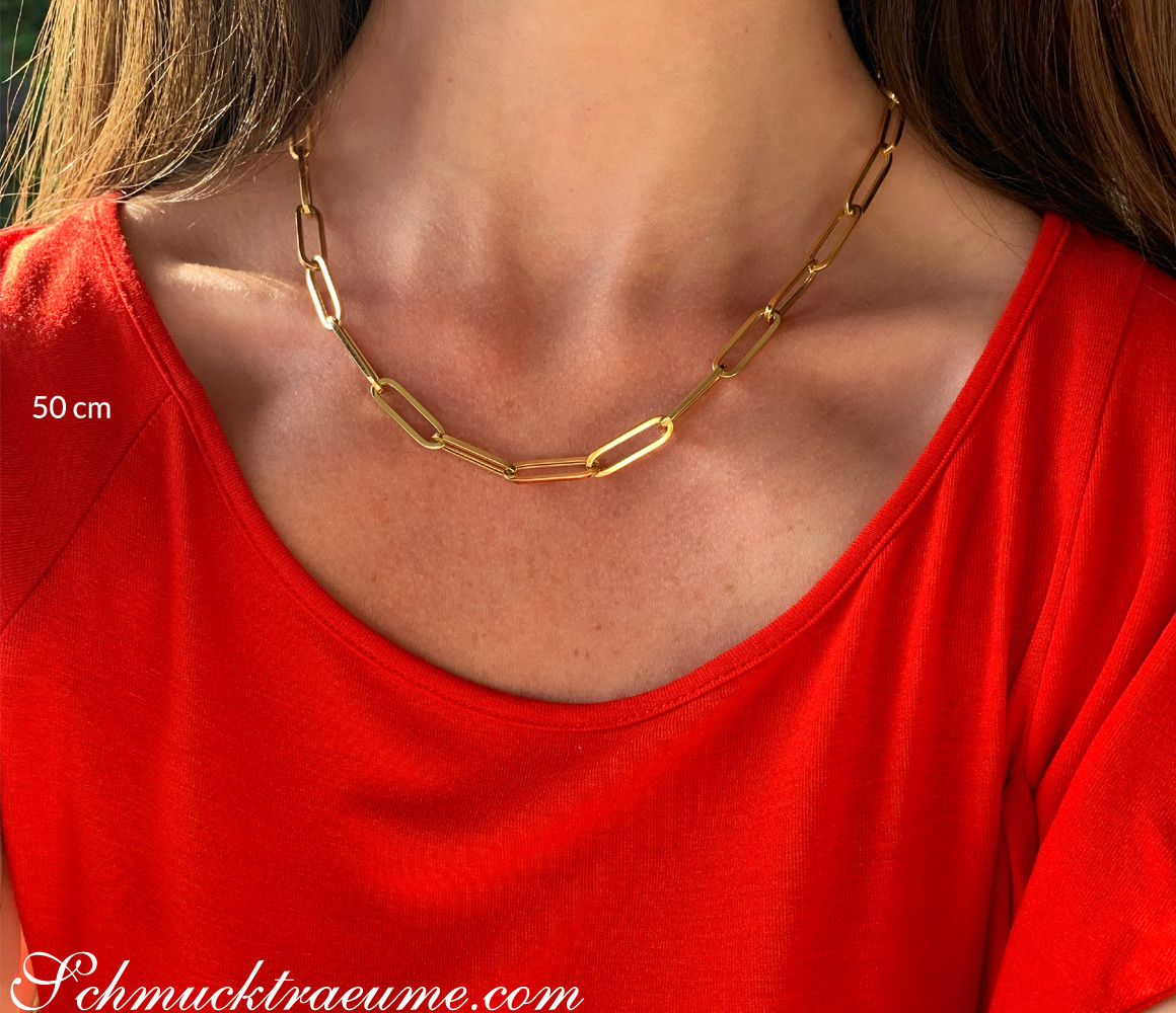 Gold Pur: Auffallende Paperclip Halskette / Collier in Gelbgold 585 - Image 7