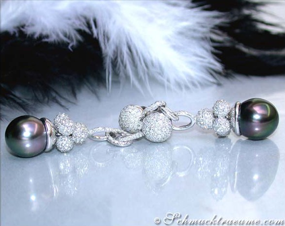 Exklusive Tahitiperlen Ohrgehänge mit Brillanten - Image 3