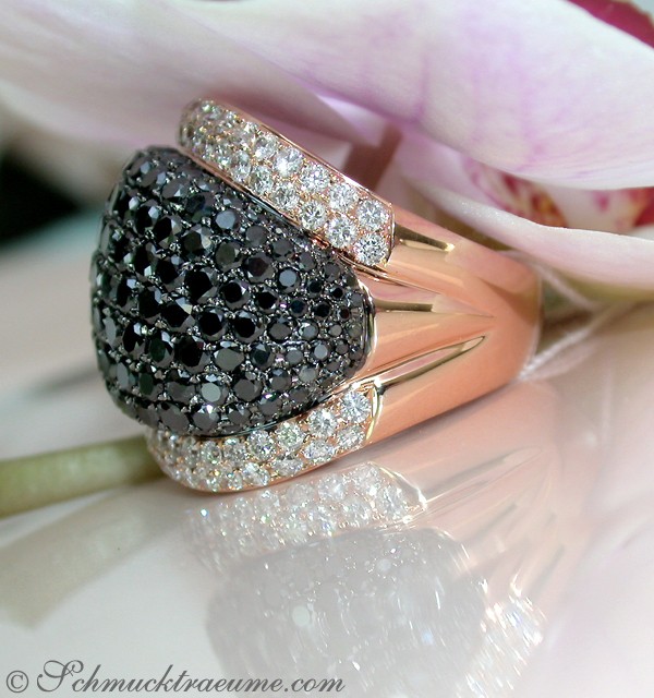 Opulenter Roségold Ring mit schwarzen Brillanten - Image 3
