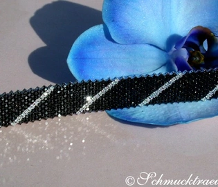 Hochkarätiges Armband mit schwarzen Diamanten & Brillanten, 14.960 Karat, 38,60 Gramm, Weißgold 750