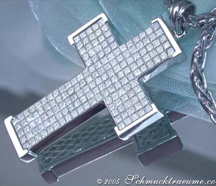 Exquisiter Diamanten Kreuz Anhänger (3,92 ct.) in Weißgold 750