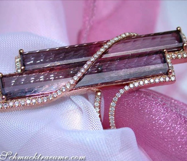 Auffallender Rosé Turmalin Ring mit Brillanten - Image 1 Auffallender Rosé Turmalin Ring mit Brillanten - Image 1