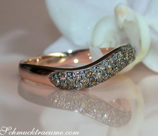 Geschwungener Brauner Brillanten-Ring in Roségold 585