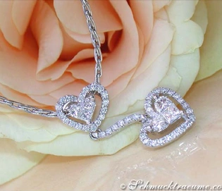 Herz-Anhänger aus Weißgold mit 0.770 ct Princess-Diamanten