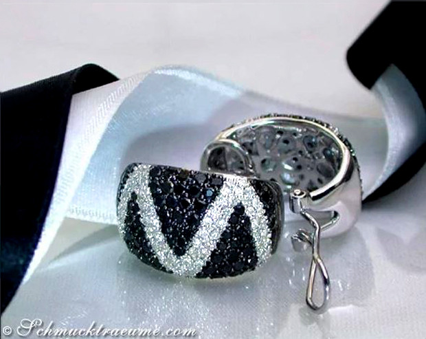 Stattliche schwarze Diamanten Ohrringe im Zick-Zack-Design - Image 3