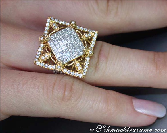 Erstklassiger Brillanten Ring mit Princess Diamanten - Image 6