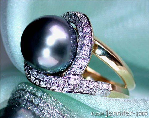 Stattlicher Tahitiperle Brillanten Ring in Gelbgold - Image 5
