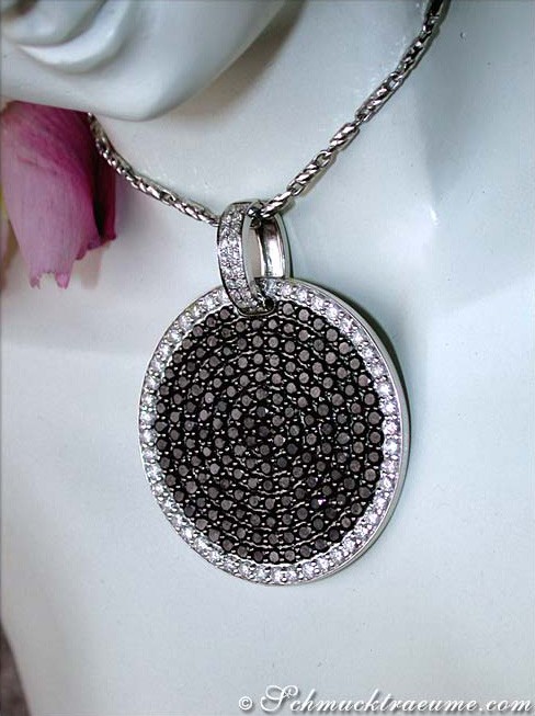 Puristischer Brillanten & schwarze Diamanten Anhänger - Image 4